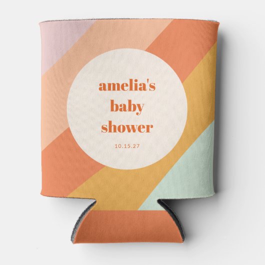 Retro Mint Orange Boho Streifen Custom Baby Dusche Dosenkühler (Vorderseite)