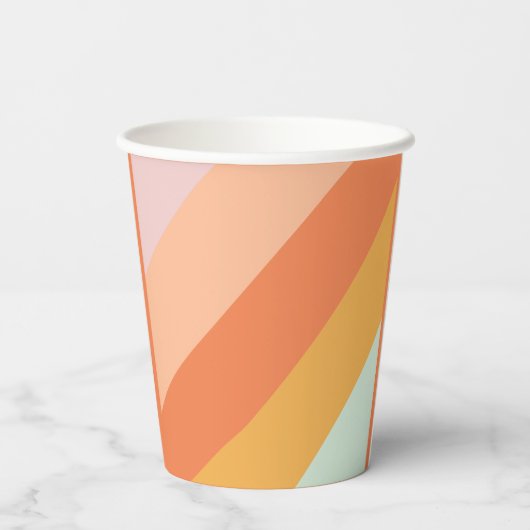 Retro Mint Orange Boho Streifen Custom Baby Dusche Pappbecher (Rückseite)