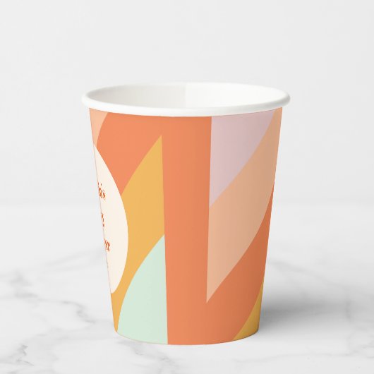 Retro Mint Orange Boho Streifen Custom Baby Dusche Pappbecher (Links)