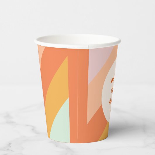 Retro Mint Orange Boho Streifen Custom Baby Dusche Pappbecher (Rechts)