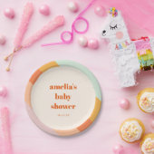 Retro Mint Orange Boho Streifen Custom Baby Dusche Pappteller (Party)