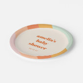 Retro Mint Orange Boho Streifen Custom Baby Dusche Pappteller (Schrägansicht)