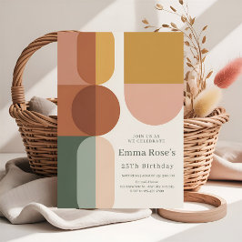 Retro Mint & Orange Boho Stripes Birthday Einladung