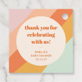 Retro Mint Orange Streifen Custom Baby Dusche Dank Geschenkanhänger (Rückseite)