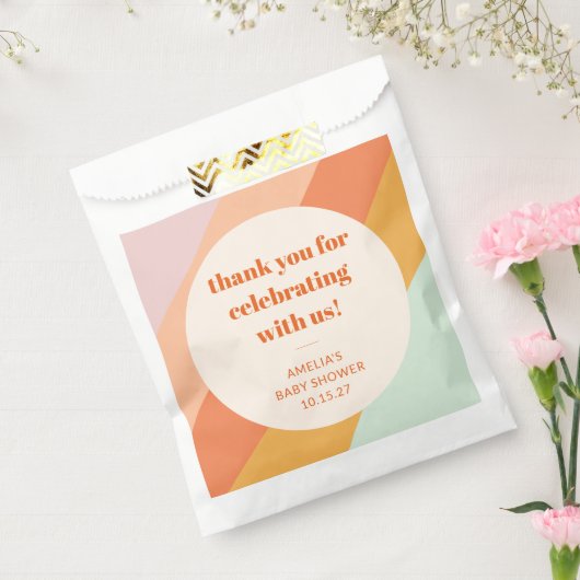 Retro Mint Orange Streifen Custom Baby Dusche Dank Geschenktütchen (Versiegelt)