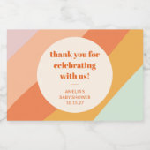 Retro Mint Orange Streifen Custom Baby Dusche Dank Schaumweinetikett (Einzelnes Label)