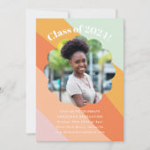 Retro Mint Orange Stripes Foto Graduation Party Einladung (Vorderseite)