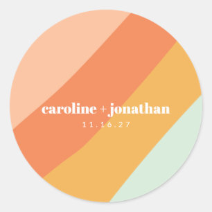 Retro Mint Pastel Geometric Custom Wedding Runder Aufkleber