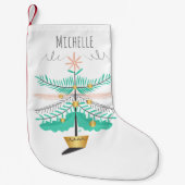 Retro Mint Pink Gold Weihnachtsbaum Monogram Kleiner Weihnachtsstrumpf (Vorderseite)