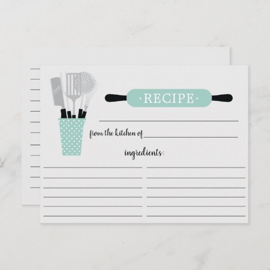 Retro Mint Rolling Pin Kitchen Tools Recipe Card Postkarte (Vorne/Hinten)