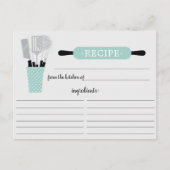 Retro Mint Rolling Pin Kitchen Tools Recipe Card Postkarte (Vorderseite)