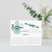Retro Mint Schürze Küche Extras Rezept Karte (Stehend Vorderseite)