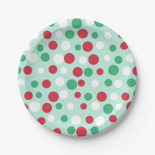 Retro-Mint-Weihnachts-Punkte-Party-Papierteller Pappteller