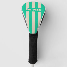 Retro Minz-Dreipinch-Streifen mit Namen Golf Headcover