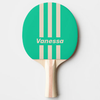 Retro Minze Drei Pin Streifen mit Namen Tischtennis Schläger