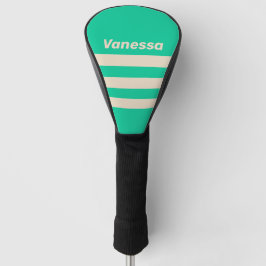 Retro Minze Dreifachstreifen mit Namen Golf Headcover