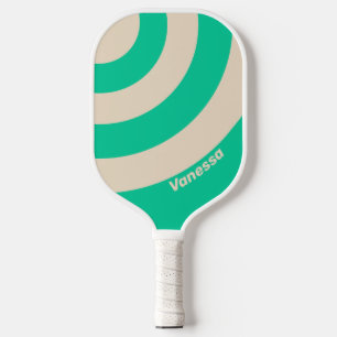 Retro Minze Dreikreisstreifen mit Namen Pickleball Schläger