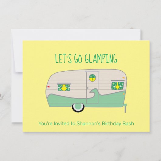 Retro Minze Green Canned Ham Trailer Glamping Einladung (Vorderseite)