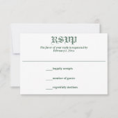 Retro-Minze-Leaf- und Floral-Monogramm-Hochzeit RSVP Karte (Vorderseite)