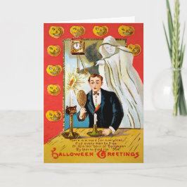 Retro Mirror Ghost Halloween-Karte Feiertagskarte