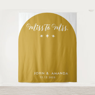 Retro Miss zu Brautparty Mustard Boho Wandteppich