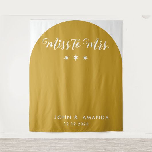 Retro Miss zu Brautparty Mustard Boho Wandteppich (Vorderseite)