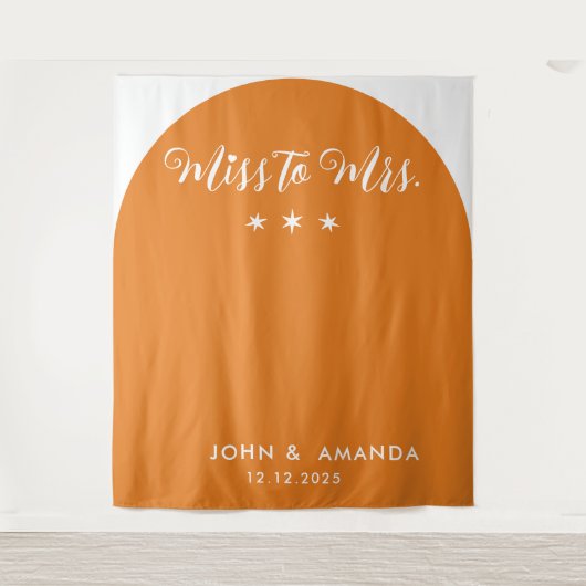 Retro Miss zu Brautparty Orange Boho 70er Wandteppich (Vorderseite)