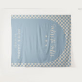 Retro Miss zu Frau Brautparty Blue Mod Modern Wandteppich (Vorderseite (Horizontal))