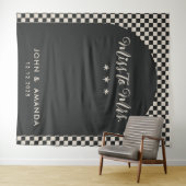 Retro Miss zu Mrs. Brautparty Black Mod Modern Wandteppich (Beispiel (Horizontal))