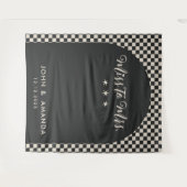 Retro Miss zu Mrs. Brautparty Black Mod Modern Wandteppich (Vorderseite (Horizontal))