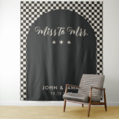 Retro Miss zu Mrs. Brautparty Black Mod Modern Wandteppich (Beispiel)