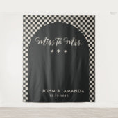 Retro Miss zu Mrs. Brautparty Black Mod Modern Wandteppich (Vorderseite)