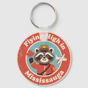 Retro Mississauga Waschbär fliegt Schlüsselanhänger