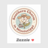 Retro Mississippi Abzeichen_ Magnolia mit Dampfboo Aufkleber (Blatt)