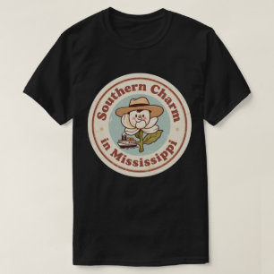 Retro Mississippi Abzeichen_ Magnolie mit Dampfer  T-Shirt