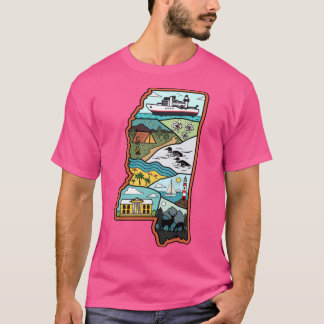 Retro Mississippi Karte Biloxi Laurel Jackson MS S T-Shirt
