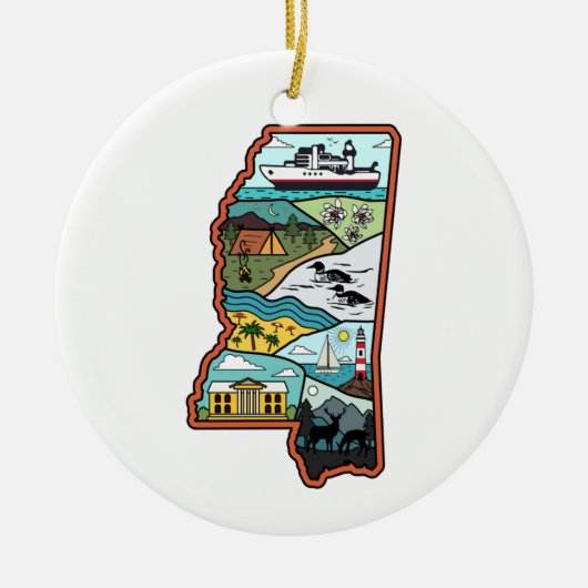 Retro Mississippi Keramik Ornament (Vorne)