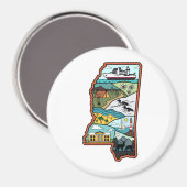 Retro Mississippi Magnet (Vorderseite/Rückseite)