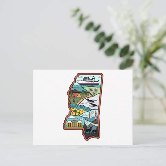 Retro Mississippi Postkarte (Stehend Vorderseite)