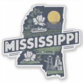 Retro Mississippi Staat Car Sticker (Vorderseite)
