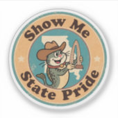 Retro Missouri Abzeichen_ Catfish Holding Gateway Aufkleber (Vorderseite)