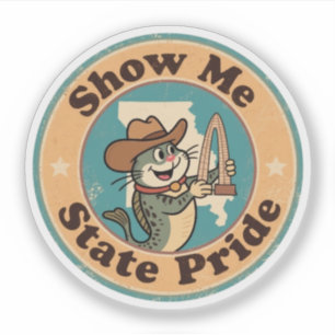 Retro Missouri Abzeichen_ Catfish Holding Gateway  Aufkleber