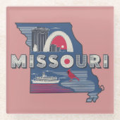 Retro Missouri Silhouette Glasuntersetzer (Vorderseite)