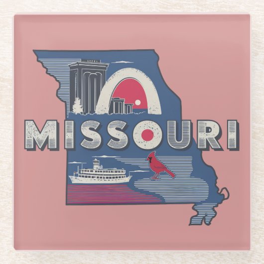 Retro Missouri Silhouette Glasuntersetzer (Vorderseite)