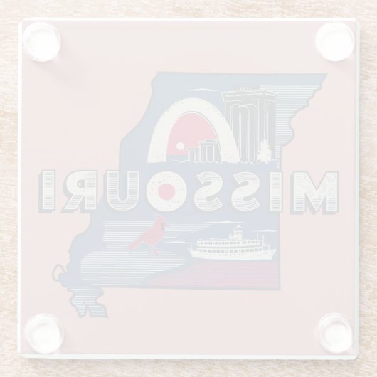 Retro Missouri Silhouette Glasuntersetzer (Rückseite)