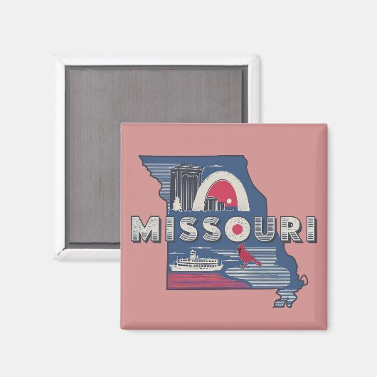 Retro Missouri Silhouette Magnet (Vorderseite/Rückseite)