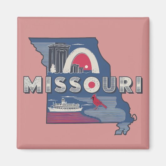 Retro Missouri Silhouette Magnet (Vorne)