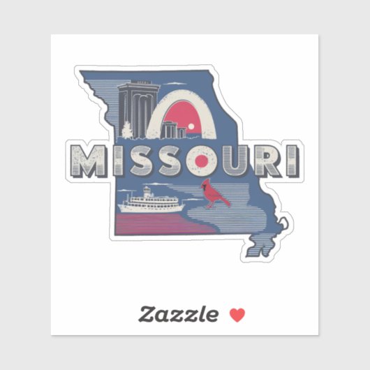 Retro Missouri Staat Car Sticker (Blatt)