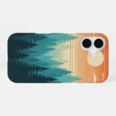 Retro Misty Pines iPhone 16 Hülle (Rückseite (Horizontal))