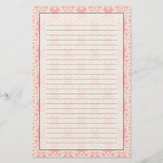 Retro mit Blumendamast Briefpapier (Vorderseite)